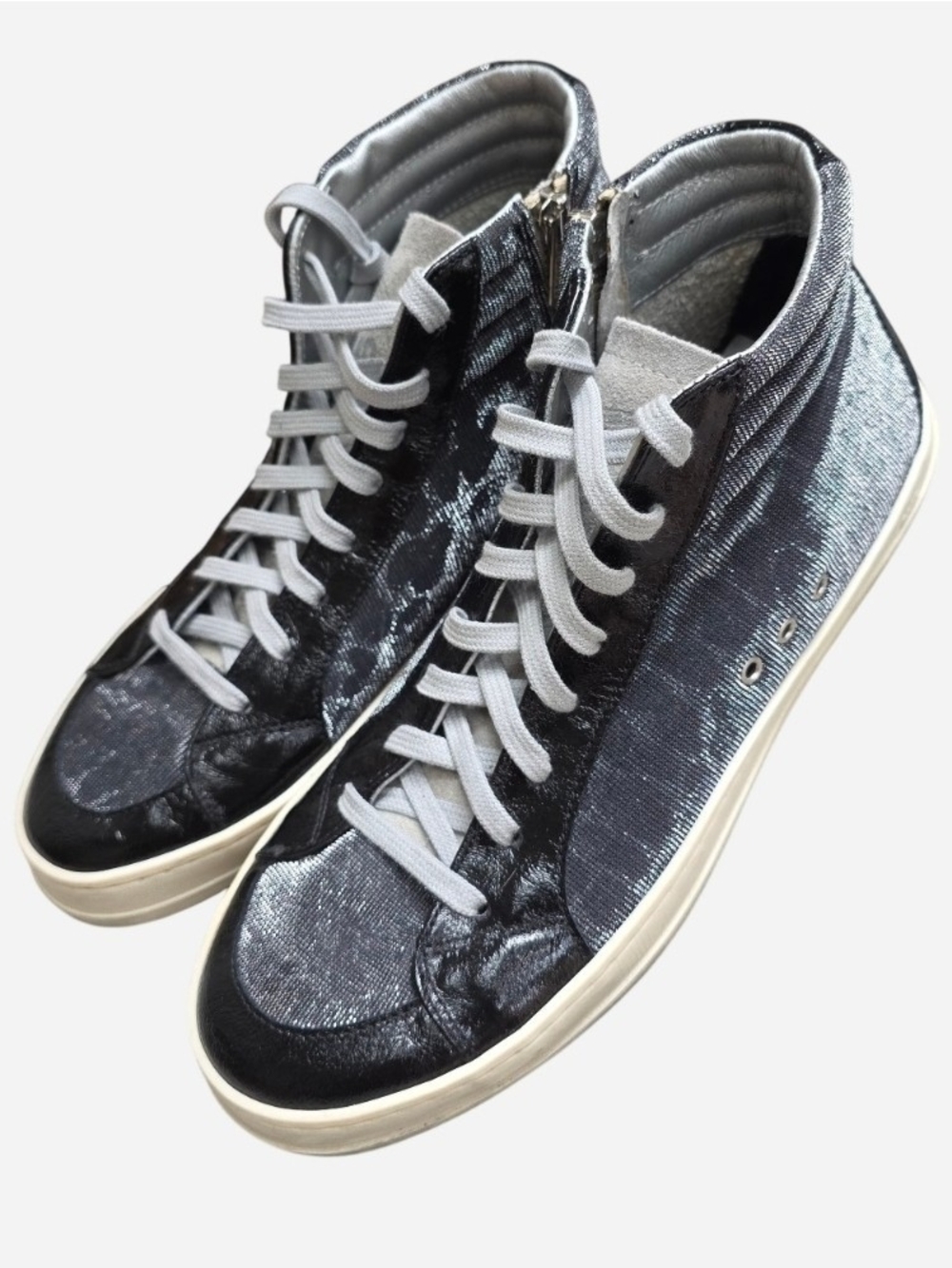 New P448 F21 Skate Metallic Silver Leopard + Suede High-Top Sneakers 40/9.5